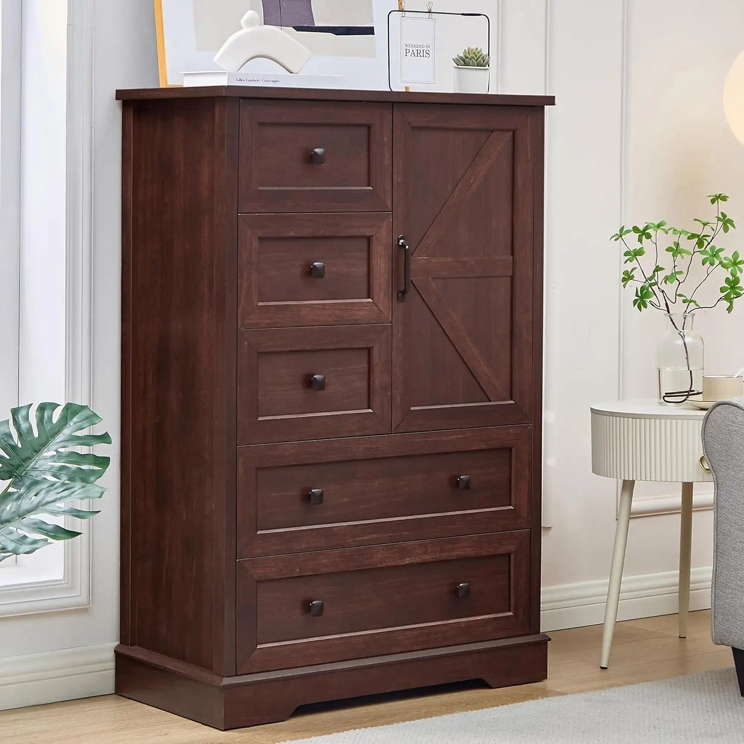 Farmhouse Wooden Dresser with 5-drawers