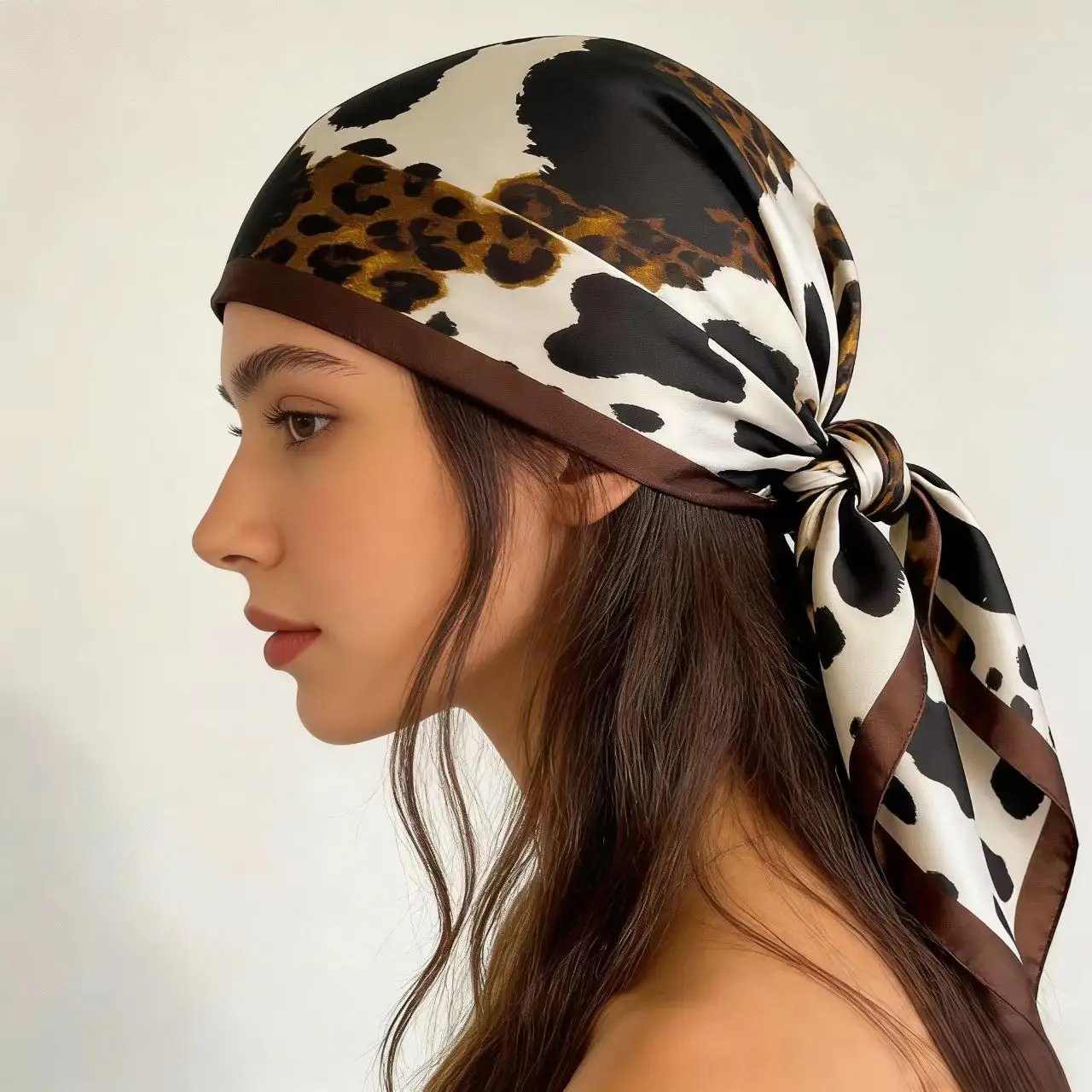 1pc Chic Silk-Like Animal Print Scarf