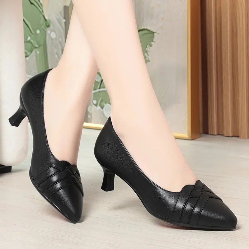 Soft Leather Kitten Heel Pumps