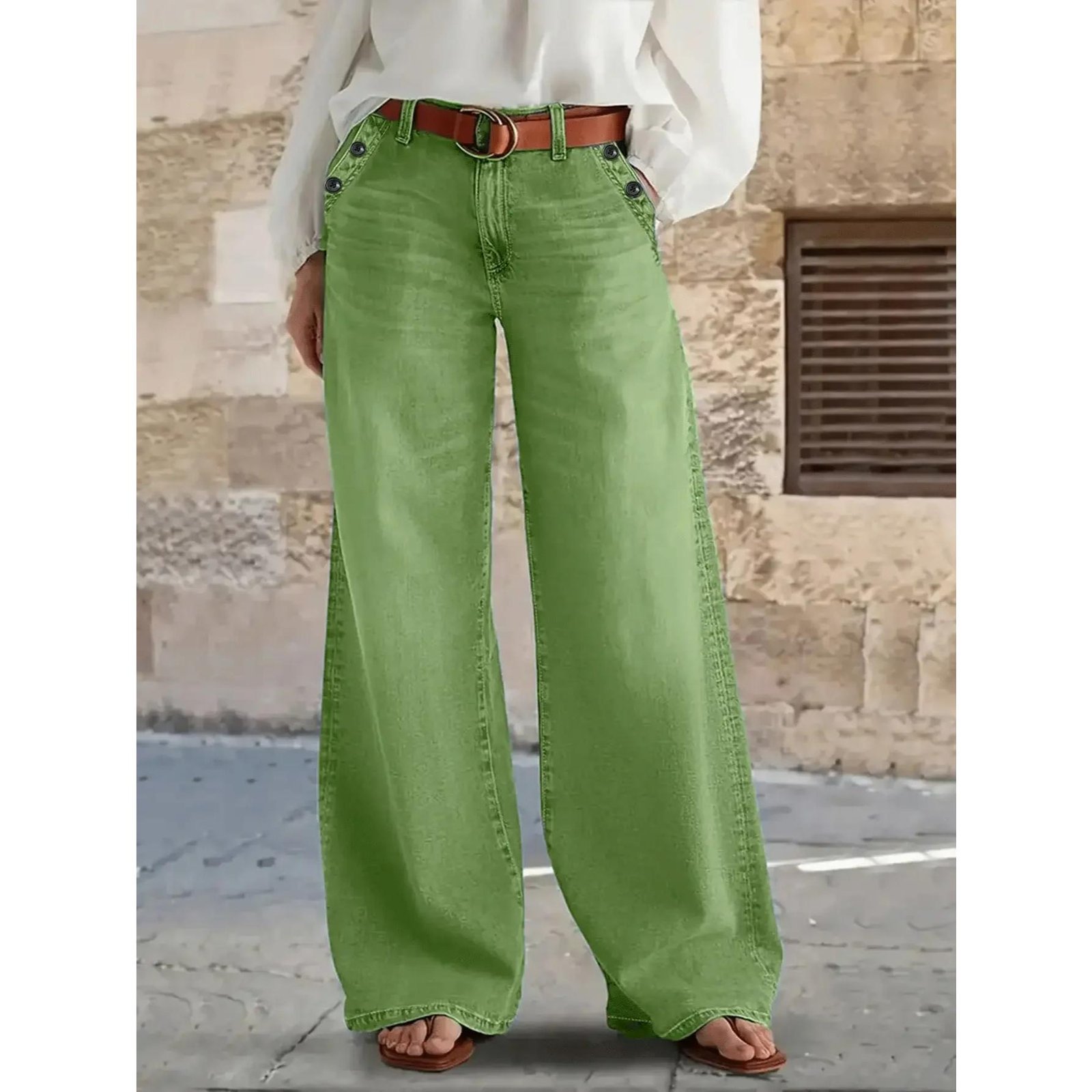 Green Emerald Wide-Leg Jeans 